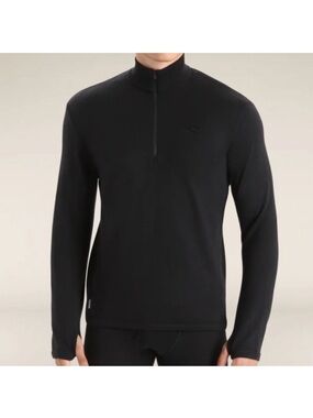 Icebreaker Wool Half Zip Up Sweater Size Medium Base Layer Black Winter Mens